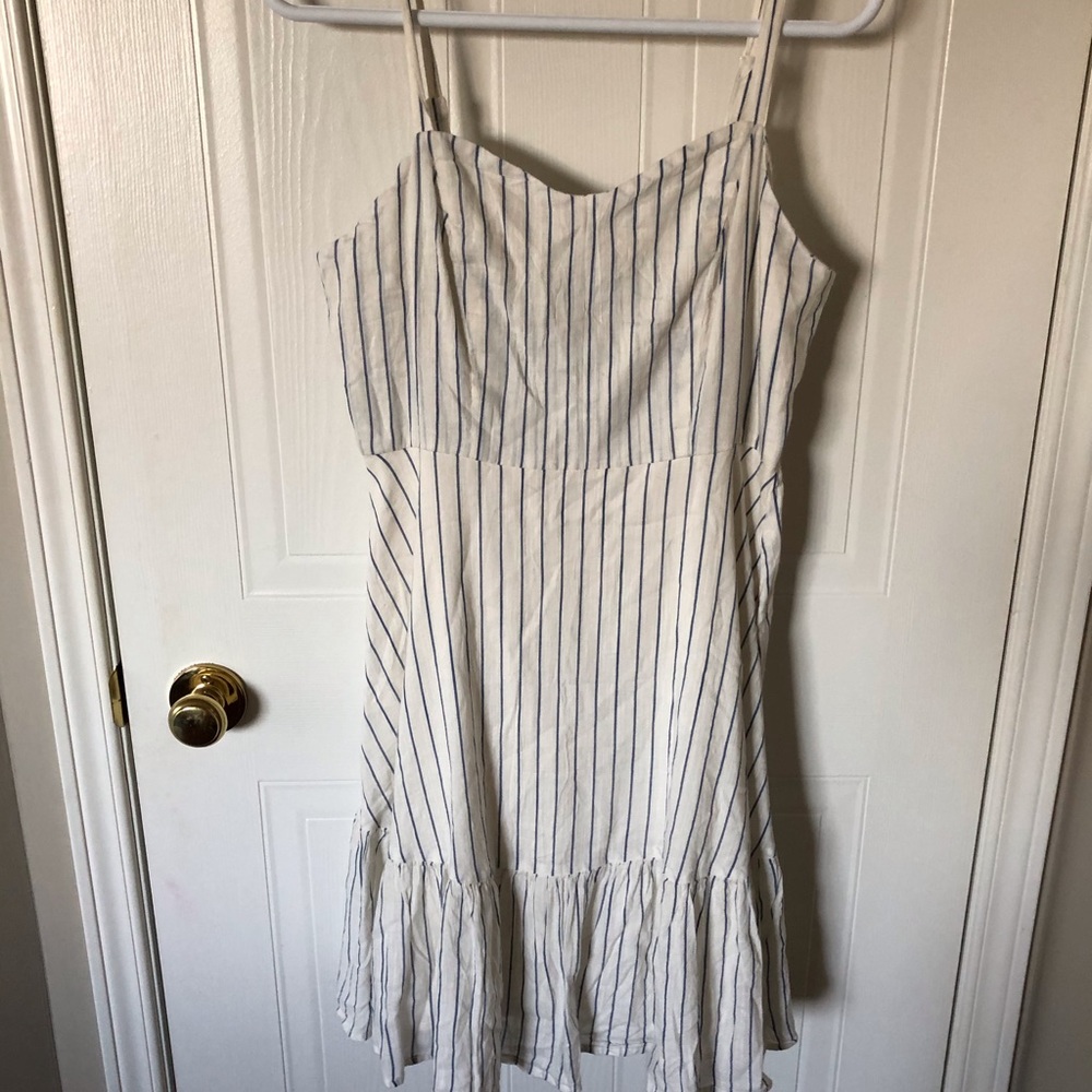 Navy and white striped Old Navy midi sundress